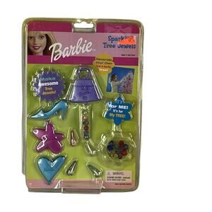 2001 Barbie Sparkling Tree Jewels Ornaments Heels Purse Pink